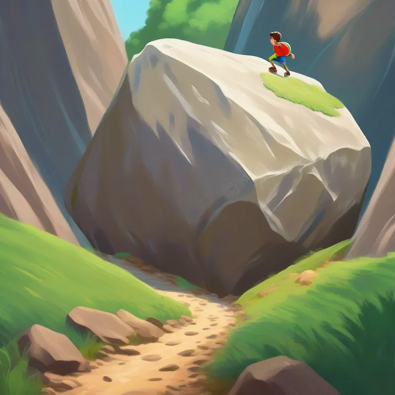 Final stretch with a huge unclimbable boulder, rough terrain.