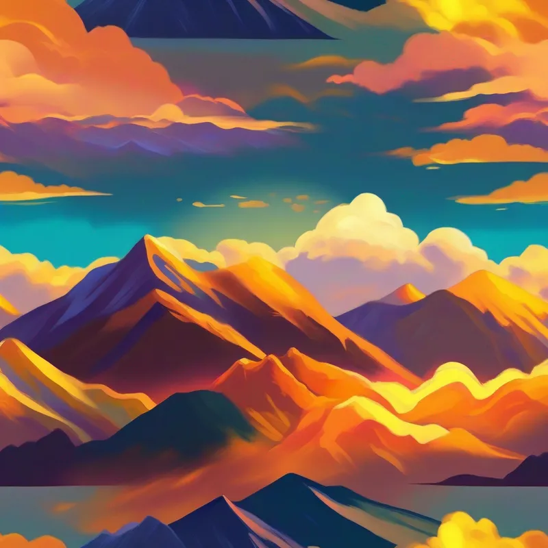 Sun-drenched mountaintop, golden glow, breathtaking view.