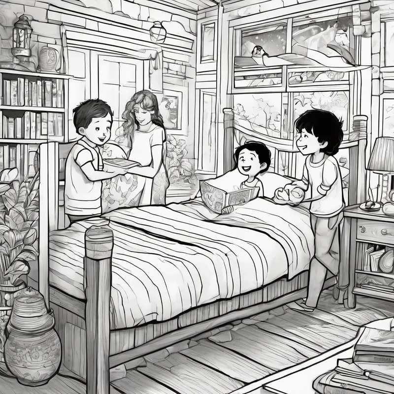 As they finished playing each game, they realized it was getting late. The friends felt sleepy, but they couldn't stop talking about the adventures they had just experienced. Ahmed's mom came into the living room, seeing her son and his friends all cozy and ready to sleep. She smiled and said, "It seems like you all had a wonderful time playing the games tonight. Now, it's time to go to bed and let your dreams be filled with mazes to explore, words to solve, and numbers to trace."