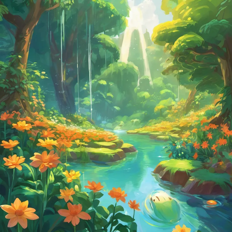 In their third dream adventure, the friends found themselves in a world where plants were as tall as skyscrapers. Maya's dream was a lush jungle full of exotic flowers, while Ethan's dream took them into a peaceful meadow with towering sunflowers. Lily's dream was a massive vegetable garden where they discovered giant carrots and potatoes. Alex had a dream of a magical forest with trees that whispered secrets as they walked by.
As they explored further, they came across a hidden cave. Inside, they found a sparkling waterfall cascading down into a crystal-clear lake. The water glowed with a mystical energy, and they couldn't resist taking a dip. As their bodies touched the water, they felt a surge of joy and friendship. They knew that the bonds they were forming in these shared dreams were unbreakable.
Page 3 of 6