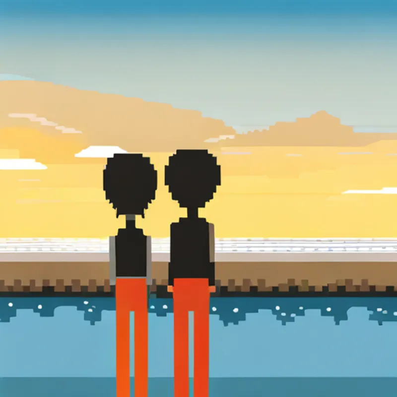 Friends saying goodbye to the beach, feeling content