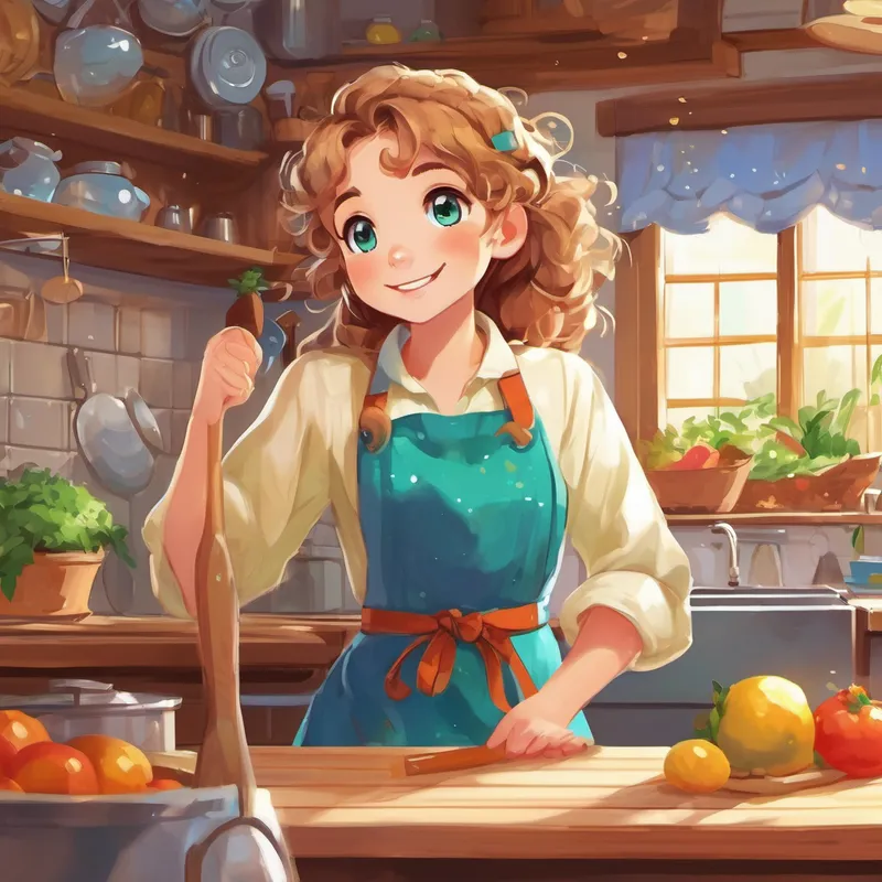 The page reveals Kind smile, sparkly eyes, warm presence in her cozy kitchen, dressed in a colorful apron. Curly brown hair, sparkling blue eyes, mischievous smile and Straight blond hair, twinkling green eyes, contagious laugh are standing in front of her, their faces full of curiosity and excitement.