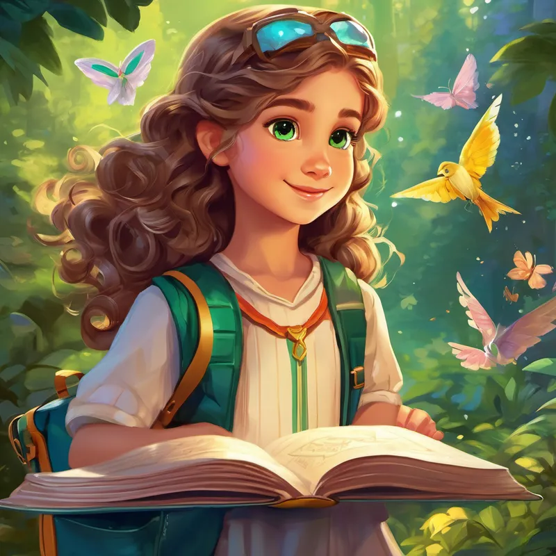 Once upon a time in the magical land of Al, there lived a beautiful girl named Alya. With her twinkling green eyes, golden curls, and a heart full of curiosity, Alya was always ready for breathtaking adventures. 1. Alya's First Day of School:
On her first day of school in Al, Alya met new friends who had tails and wings. They learned how to use magic, spell by spell, and Alya discovered her own special powers.