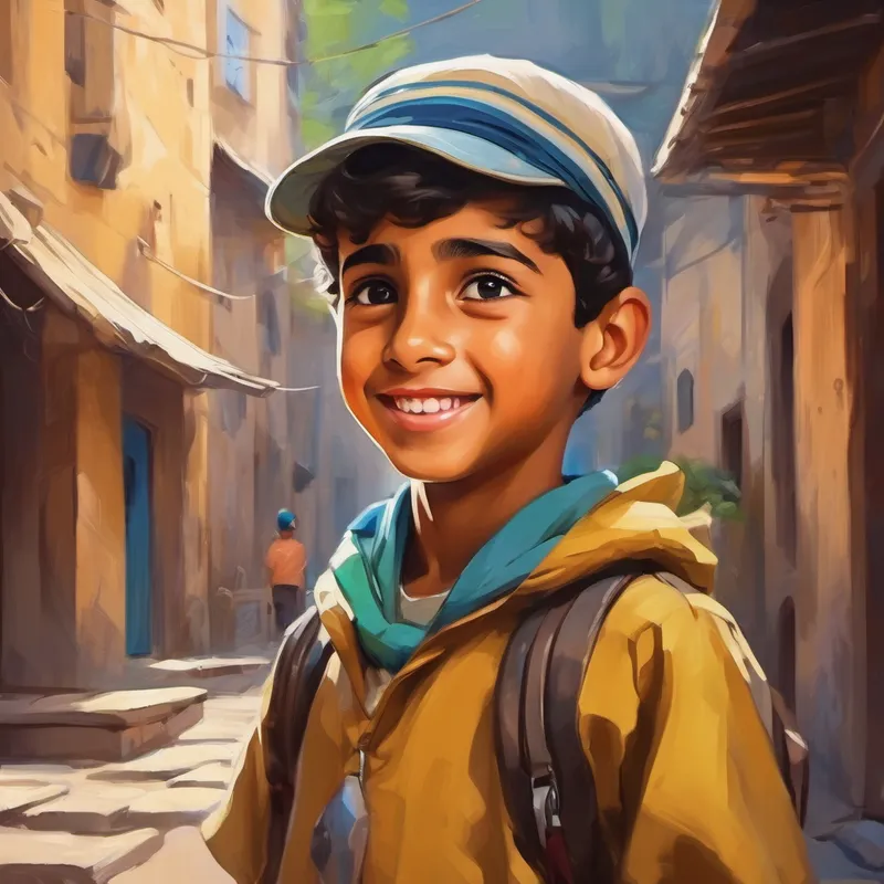 A curious Muslim boy with a smiley face, a boy with a curious look on his face