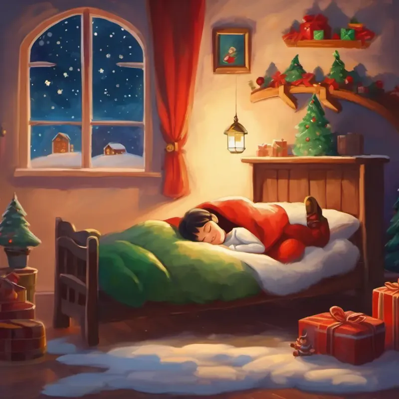 Children sleeping, dreaming of Santa.