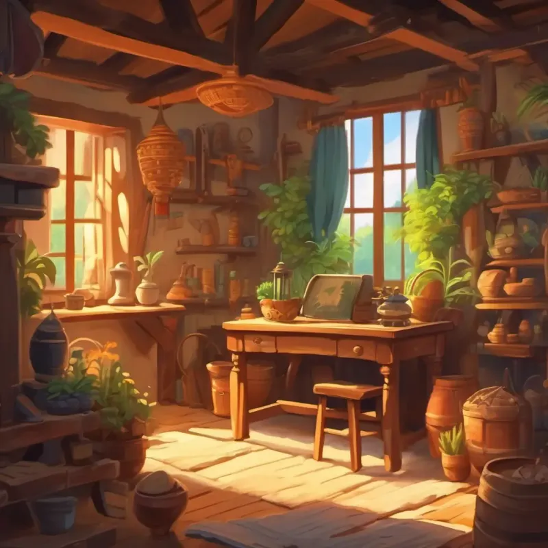 Exploring artifacts and drawings, feeling adventurous.