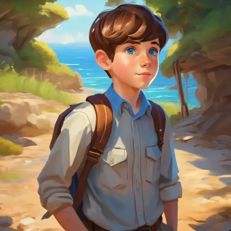 Parting gift, a memento for Curious boy, short brown hair, blue eyes, adventurous spirit.