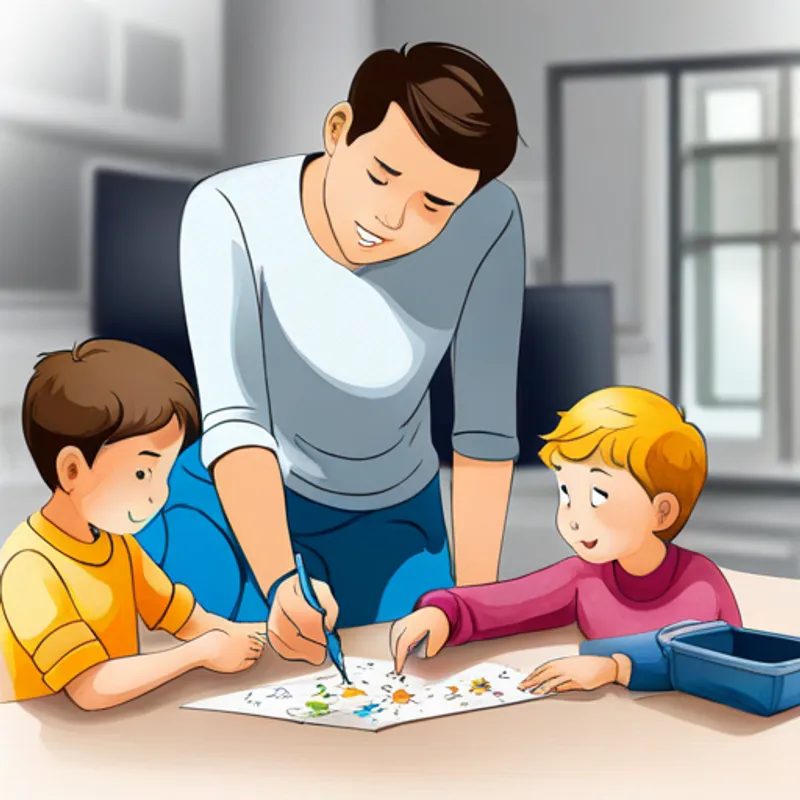 First son asking his brothers for help with puzzle