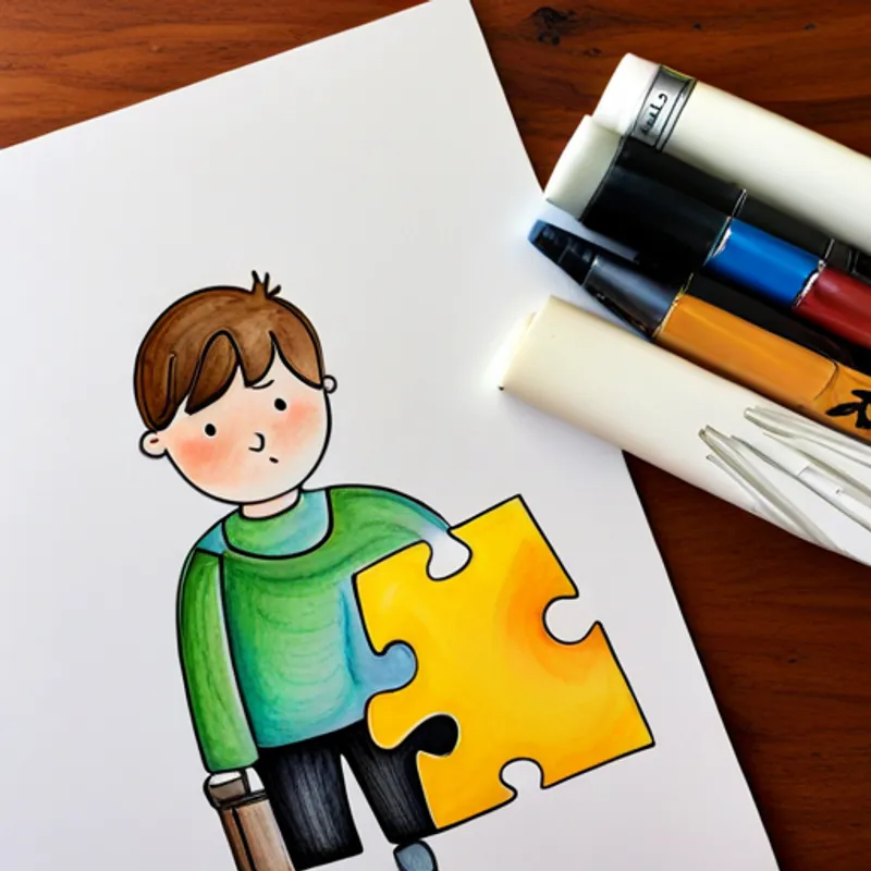 Second son looking sad with one missing puzzle piece