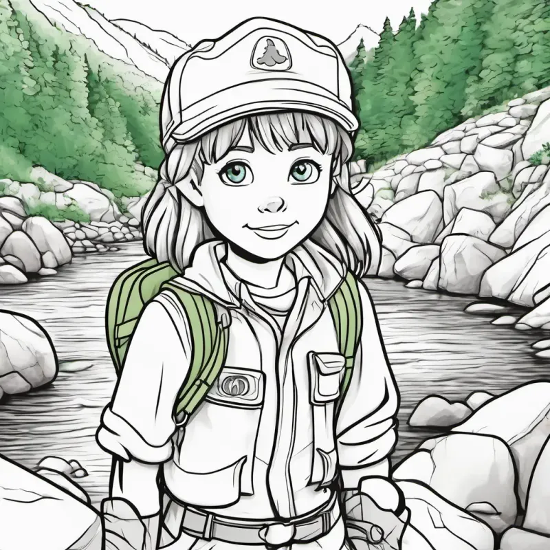 Brinley has brown hair, blue eyes, and loves wearing her purple cap and Barret has blond hair, green eyes, and always has a wide smile crossing a river using stones and climbing a mountain together.