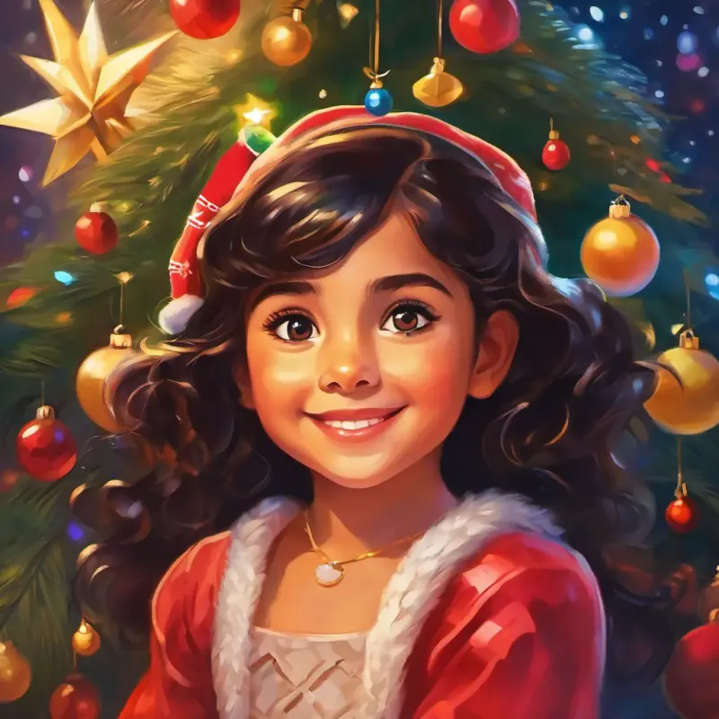 Niña alegre, ojos brillantes, piel morena living joyfully, guided by her heart towards a fulfilling life, true to herself and her dreams.