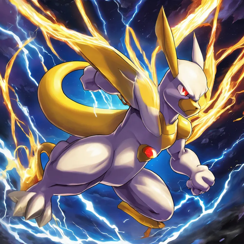 But Mewtwo wasn't ready to give up just yet. He mustered his strength and unleashed a mighty attack on Sparky. Defending himself, Sparky somehow found himself transforming yet again! This time, he ascended to Super Saiyan 3, with glowing yellow hair and electric sparks crackling all around him. In his Super Saiyan 3 form, Pikachu's powers reached their peak. Thunderbolts shot across the battlefield like shooting stars, illuminating the night sky. The ground shook beneath them as Mewtwo tried to withstand Sparky's electrifying force. It was an epic power struggle between the two mighty Pokémon.