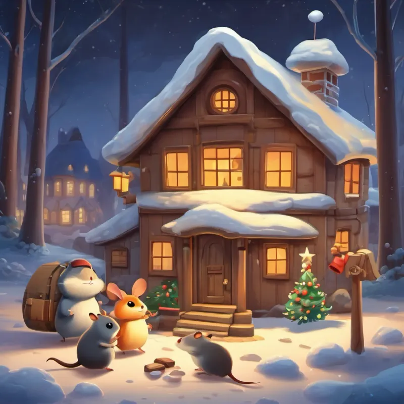 Ant and hamster building a small house