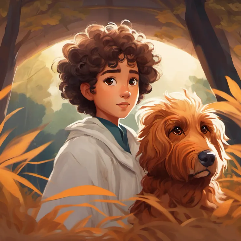 Curly hair, brown eyes, brave and clever and Fluffy dog, loyal and protective uncover secrets and escape ghostly presence