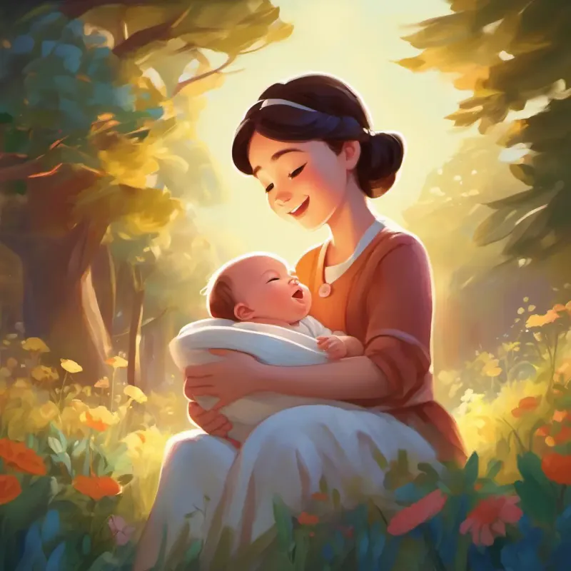 Singing to A newborn with soft skin, wide bright eyes, and a curious smile, promoting auditory engagement.