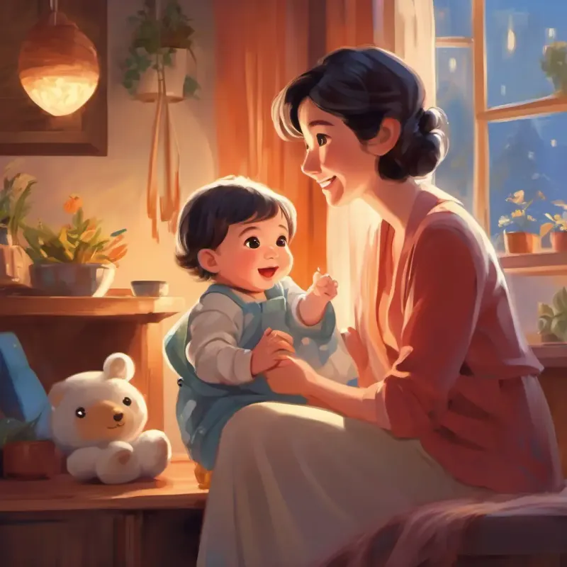 Family communicates, A newborn with soft skin, wide bright eyes, and a curious smile thrives on interaction.