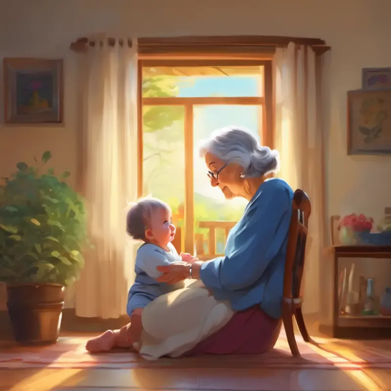 Grandma looked at the baby, the baby's eyes beautiful, she sighed.
