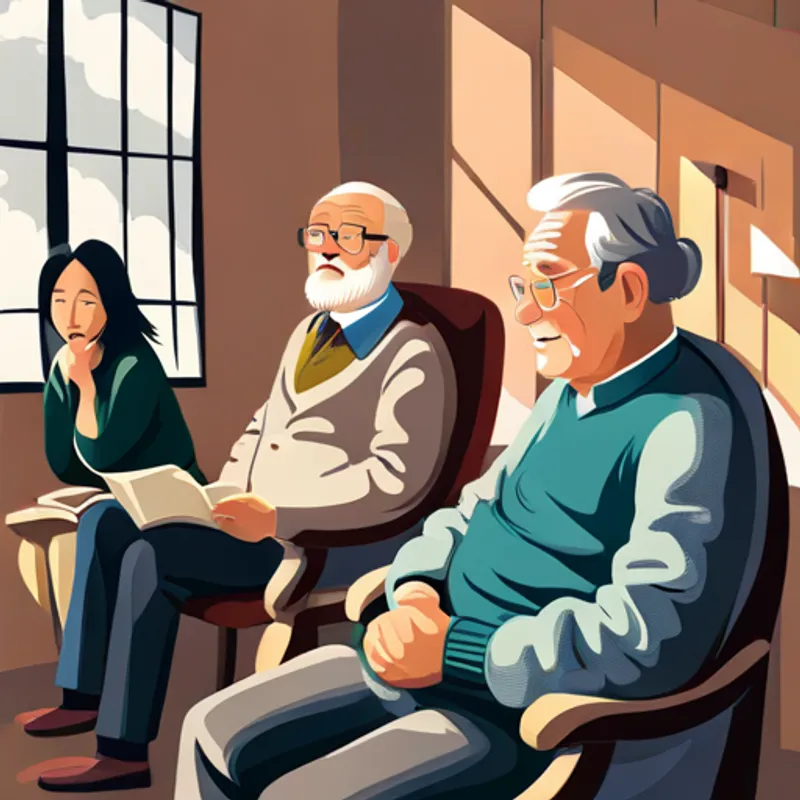 Seniors with their eyes closed, imagining the stories