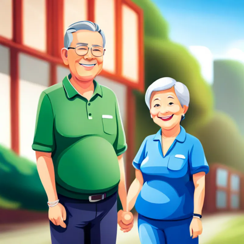 Seniors holding hands and smiling