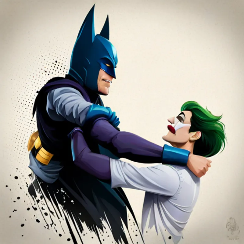 Batman and Joker fighting with powerful punches