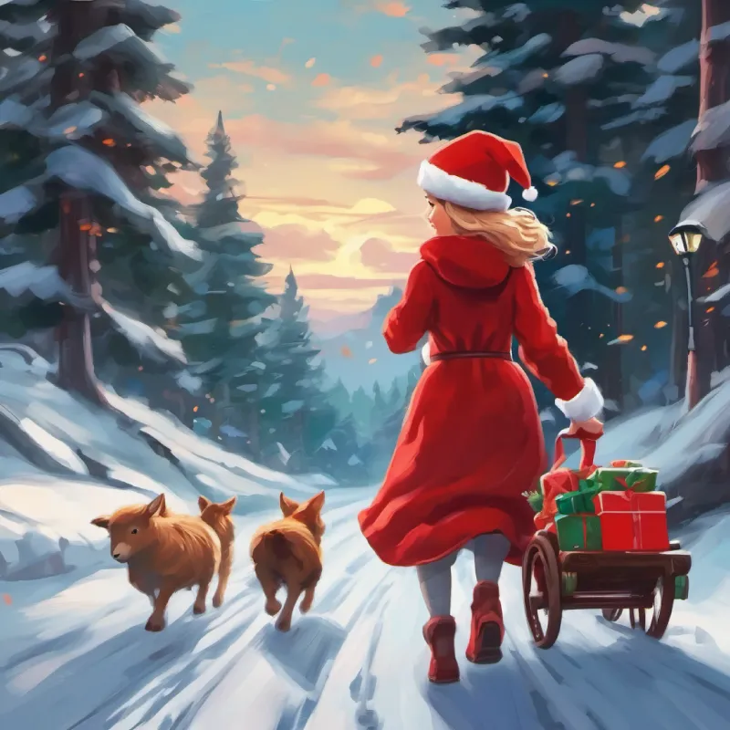 Little Red sets off on her journey.