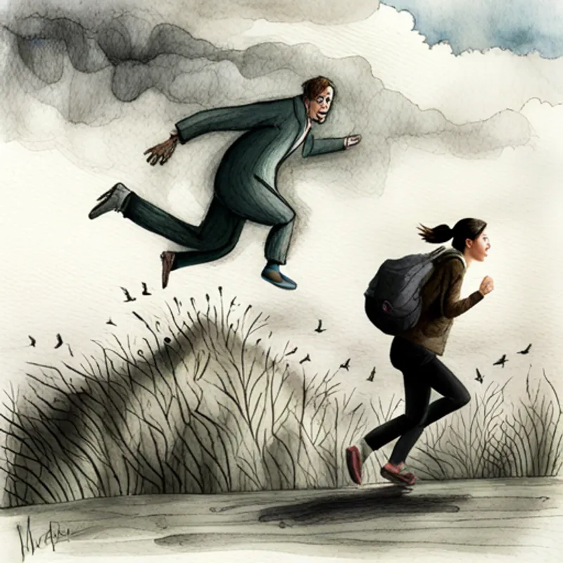 People running away from the monster in fear