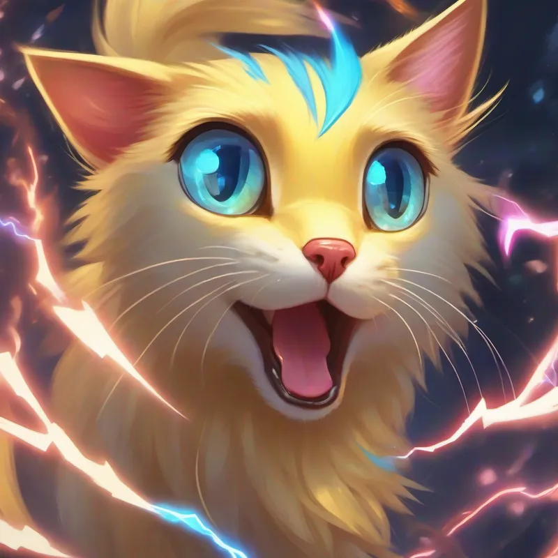 Blond hair, blue eyes, with newfound magic powers. pets Yellow with rosy cheeks and a lightning bolt-shaped tail. with rosy cheeks and a lightning bolt-shaped tail.