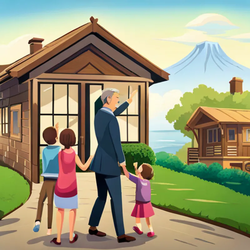 Horn Funding waving goodbye to a happy family in front of their new home