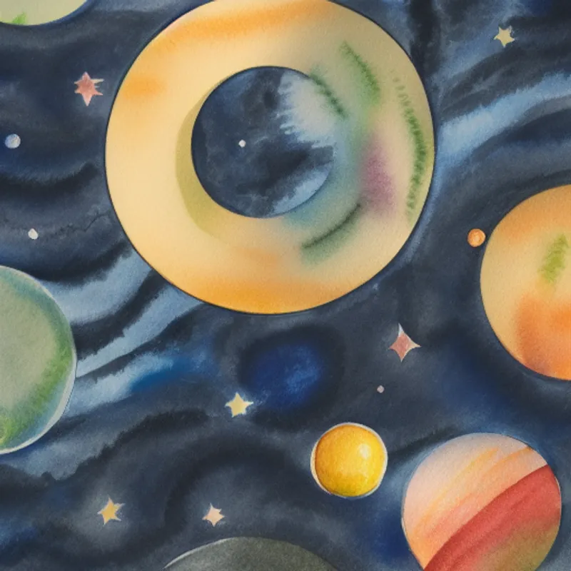 Dragon floating in space surrounded by planets and aliens