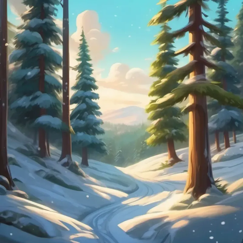 Introduction; snowy forest, beautiful evergreen tree
