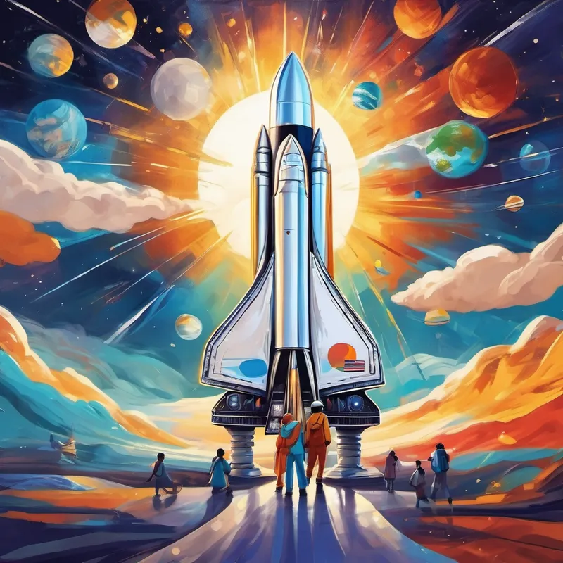 Proud country with diverse people and vibrant culture planning Shining silver spacecraft with Bharat's flag on it space mission