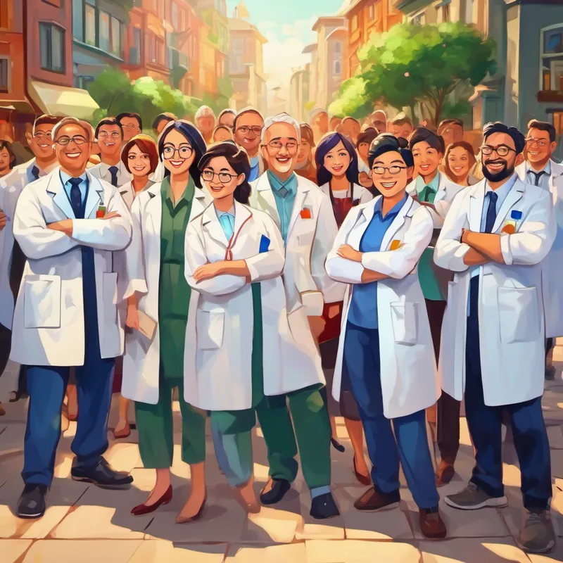 Smart and dedicated professionals wearing lab coats celebrating their achievement