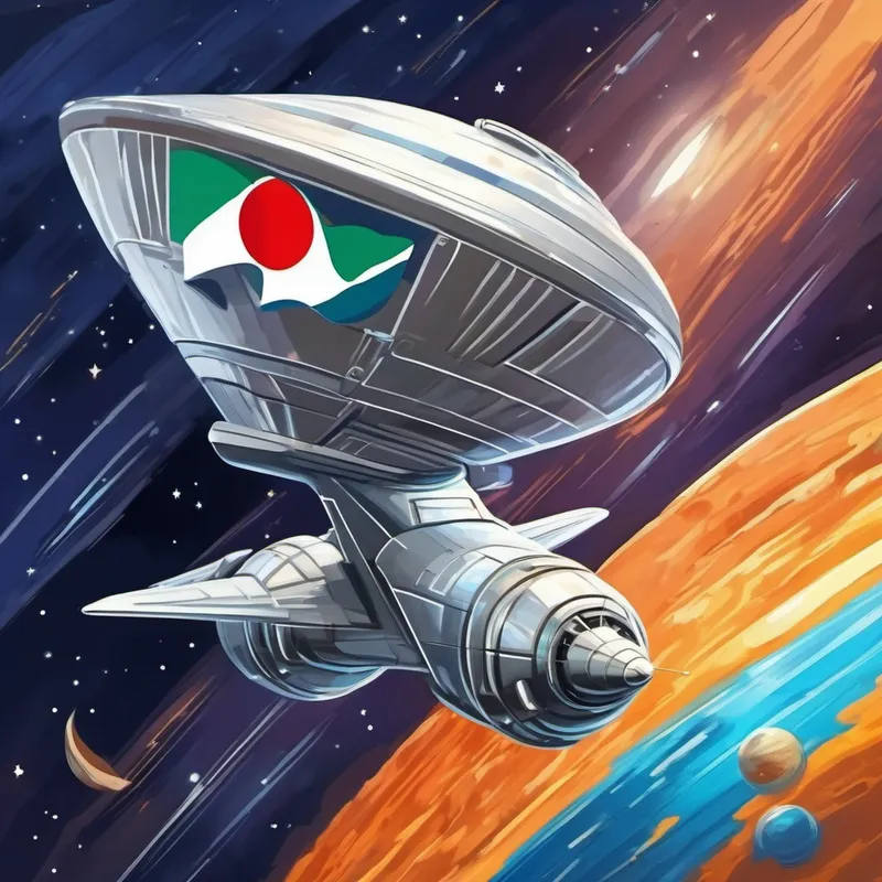 Shining silver spacecraft with Bharat's flag on it helping us learn and inspiring future missions