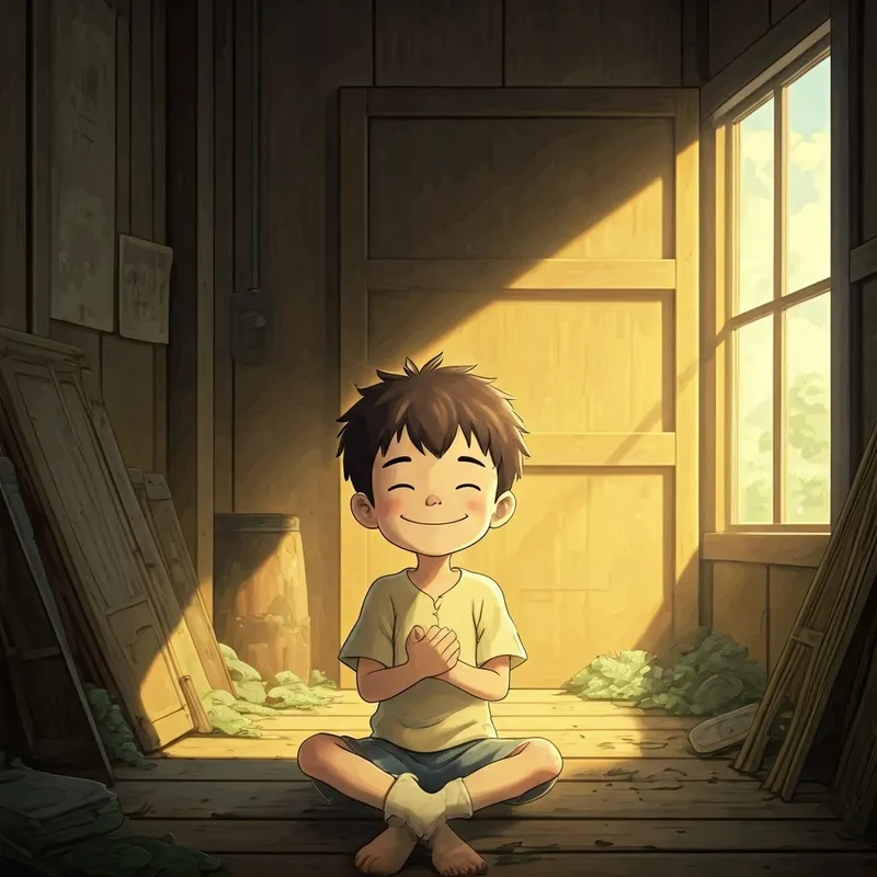 the boy smiling with a heart full of joy