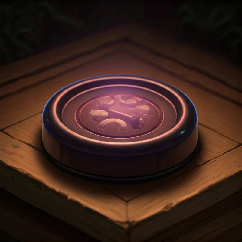 a close-up of the glowing purple button