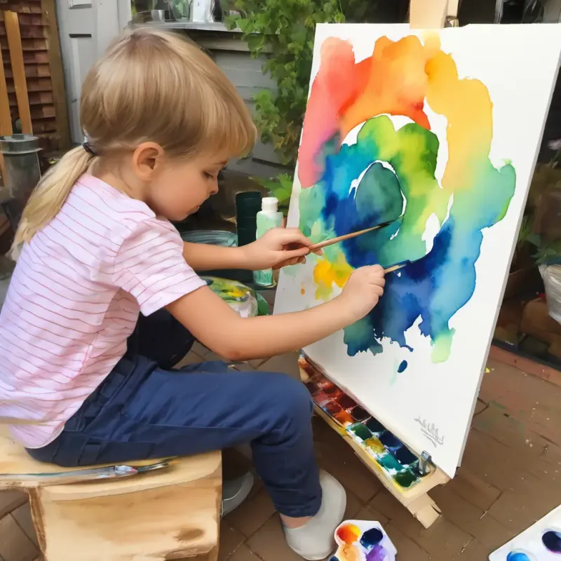 Alex painting vibrantly.