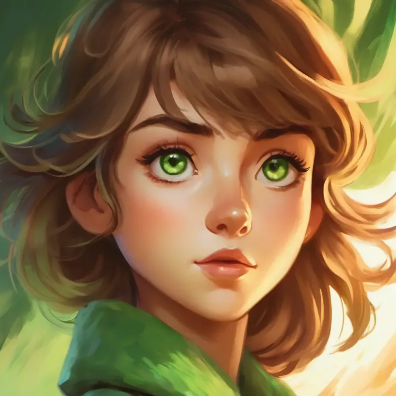 Short, sandy hair, playful green eyes, spirited character notices the smell of smoke, prompting concern.