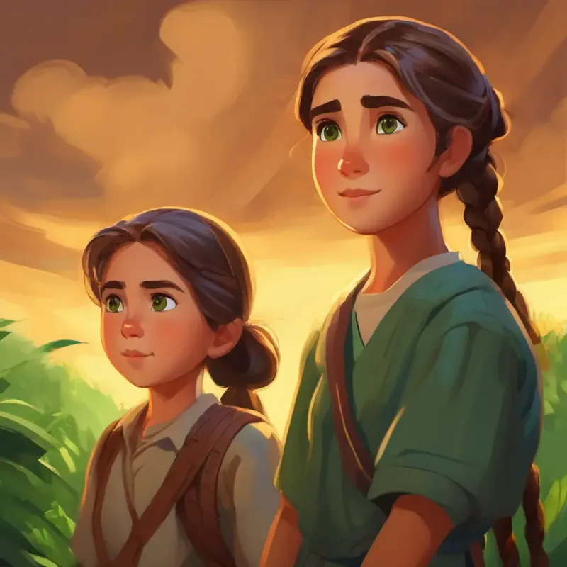 Parents are packing, relieved to see Short, sandy hair, playful green eyes, spirited character and Tall, brown braids, big brown eyes, thoughtful demeanor safe.