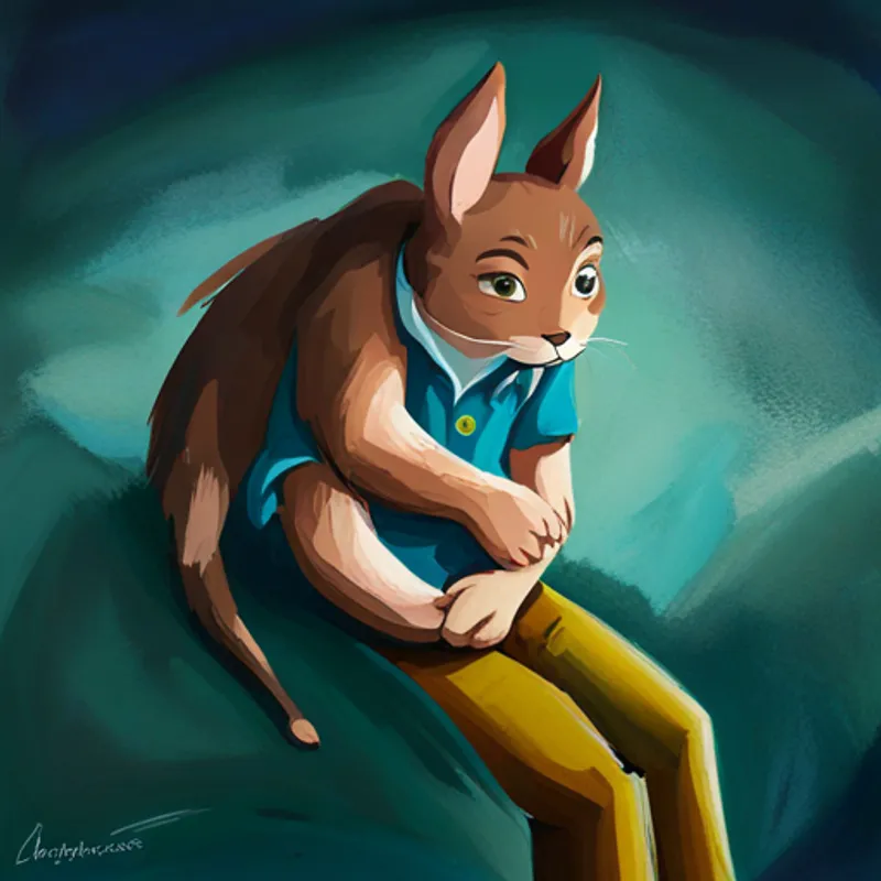 Kaninchen mit grüner Grüne Uhr mit gelben Zeigern und blauem Armband in den Pfoten