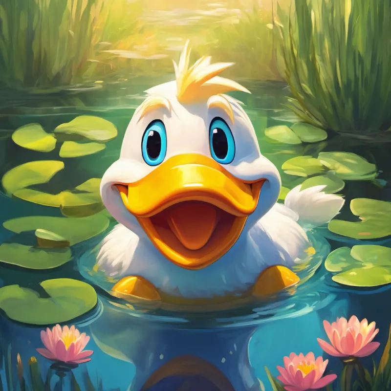 Donald is happy to be back in his pond, accepting himself.