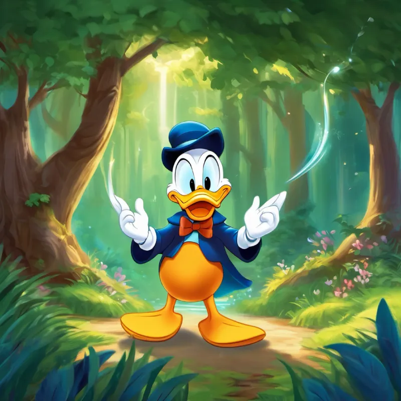Donald Duck accidentally turns Whiskers the Wizard into a carrot in an enchanted forest. Luna helps him find a solution and the Enchantment Lily, guarded by mischievous fairies, can reverse the spell. With determination and the Lily, they restore Whiskers, reminding Donald that magic should be used with kindness. Donald returns home, dreaming of endless possibilities in the magical world.
