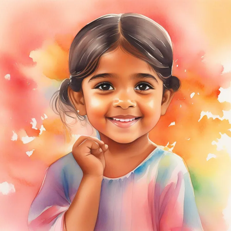 Aaradhya: kind-hearted and helpful, colors: warm and cheerful helping her friends and parents, colors: warm and cheerful