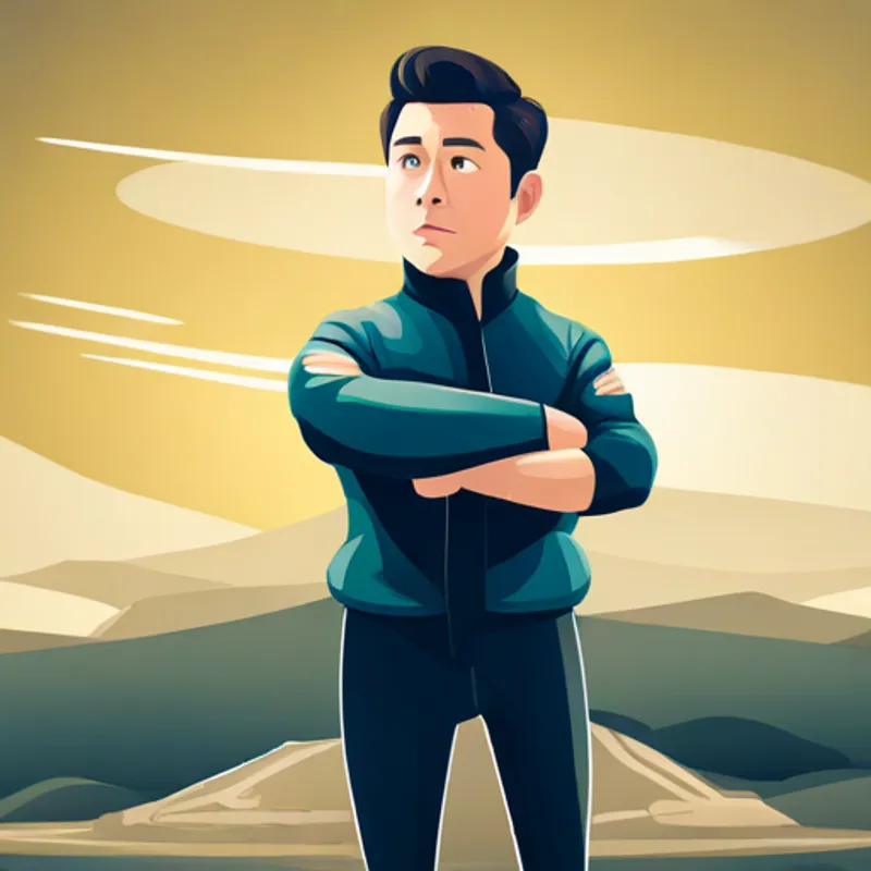 Elon standing beside his rocket, ready for takeoff