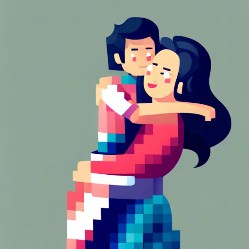 Happy girl with colorful dress and a smile and the lady hugging with smiles
