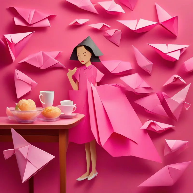 Pink dress, excitement in her pink dress, family breakfast, mysterious envelope