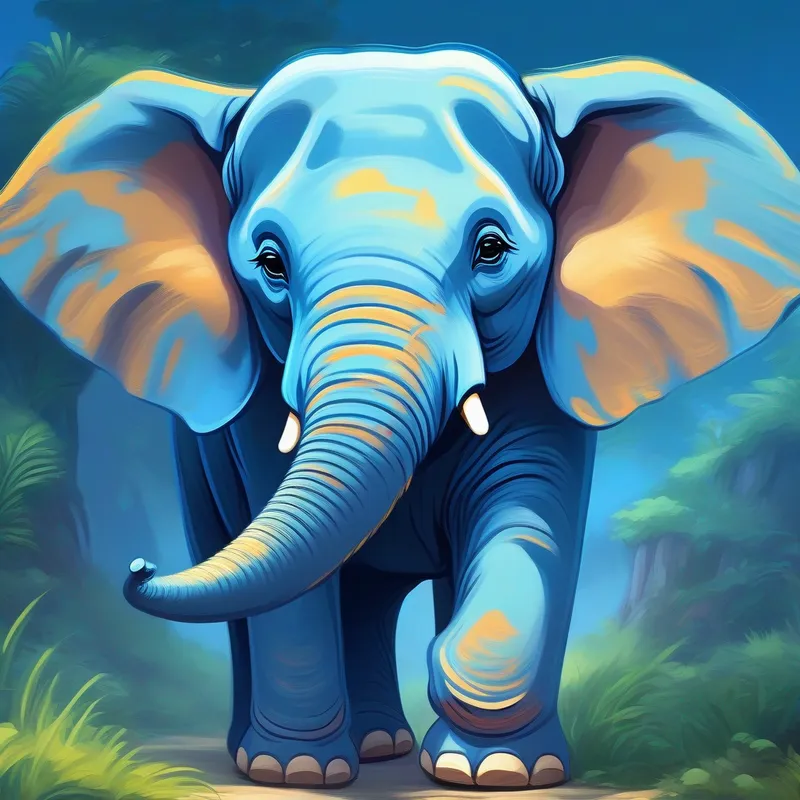 A friendly elephant named An elephant with big blue ears with big blue ears