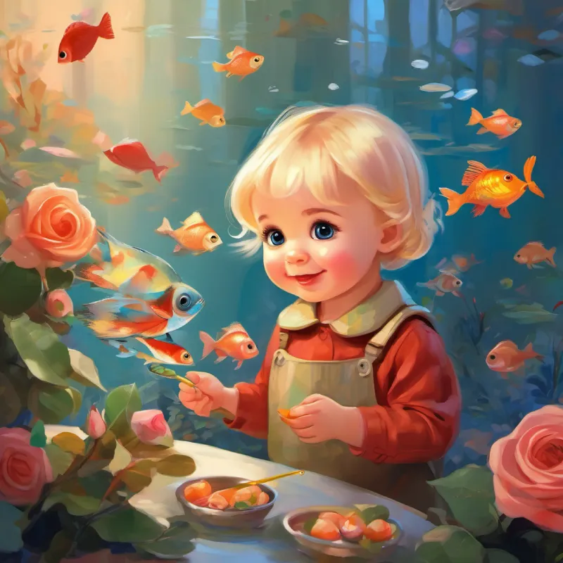 Eileen makes friend with fish as she feeds them