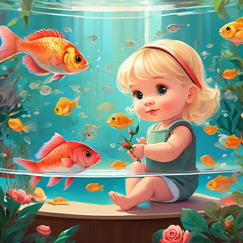 Eileen's 36 year old Swiss father, clean cut look, makes her look at the fish in the tank