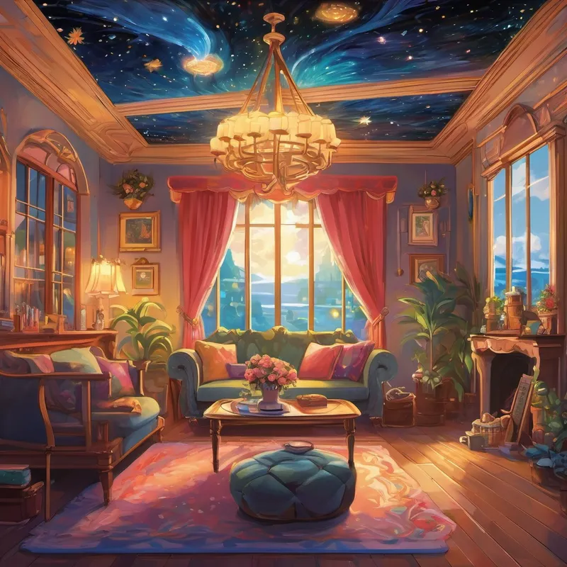 Weeks passed, and TechnoDreams worked on turning Lily's living room into an enchanted movie palace. When the big day arrived, Lily's family gathered with excitement as the team unveiled their masterpiece. It was a sight to behold – a magical transformation! The walls were adorned with colorful posters of Lily's favorite movies, and a sparkling fiber-optic ceiling resembled a starry night sky. The massive screen came to life, displaying movies in such vivid detail that Lily felt as if she was right in the middle of the action.