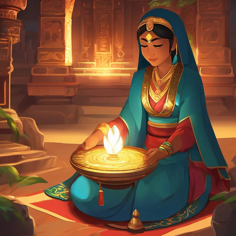 The Jenglots, touched by Asha's kindness, agreed to cooperate. They guided Asha to a sacred spot where the artifact needed to be returned. As Asha placed the artifact back in its rightful place, the temple began to glow with a magnificent light, signifying the return of its magic. Word of Asha's bravery spread all over Indonesia, and she was honored with a special celebration. People from all walks of life came to thank her for protecting their beloved artifact and their country.